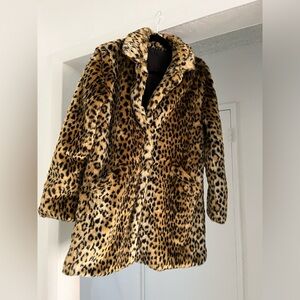 Cheetah Print Faux Fur Coat Size Medium